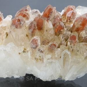 Red Hematite Phantom Included Quartz Cluster, Orange River Area, Northern Cape, South Africa