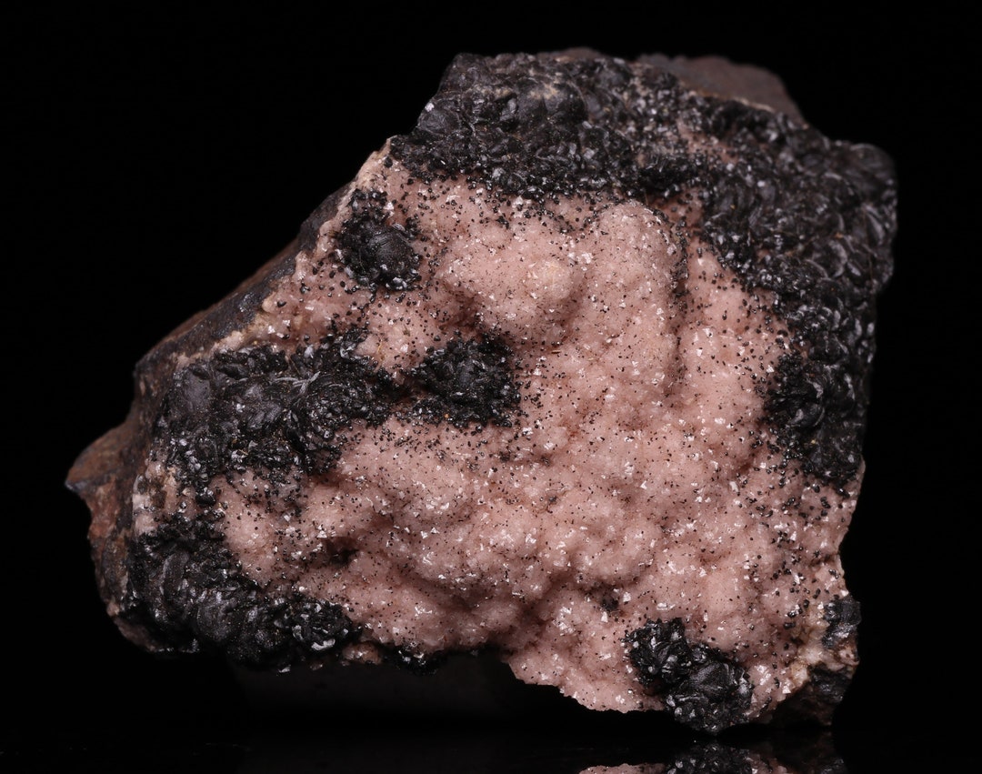 Rhodochrosite and Groutite on Matrix, N'Chwaning II, Northern Cape, South Africa