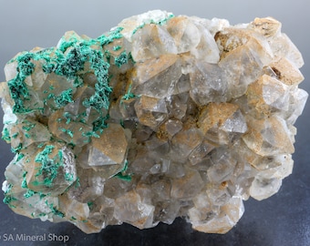 Acicular Malachite on Quartz, Tantara Mine, Shinkolobwe, Congo