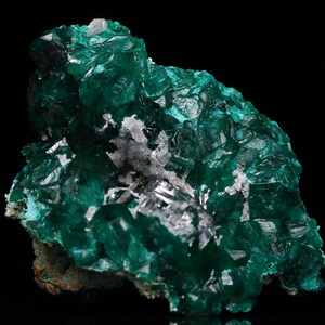Calcite on Dioptase Vug, Tantara Mine, Congo