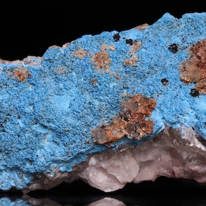 Shattuckite on Quartz, Tantara Mine, Congo