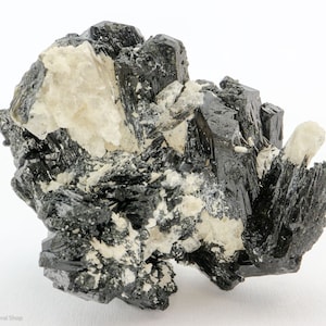 Quartz and Feldspar on Black Tourmaline, Erongo Mnt, Namibia