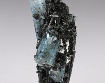 Aquamarine on Schorl, Erongo Mnt Region, Namibia