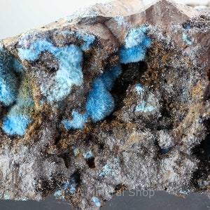 Sky Blue Velvet Shattuckite Balls on Matrix, Mesopotamia Mine, Namibia
