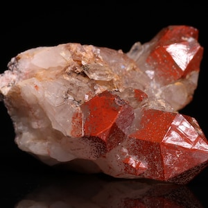 Red Hematite in Quartz Cluster, Orange River Area, Karas Region, Namibia