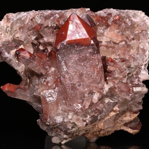 Red Hematite in Quartz Cluster, Orange River Area, Karas Region, Namibia