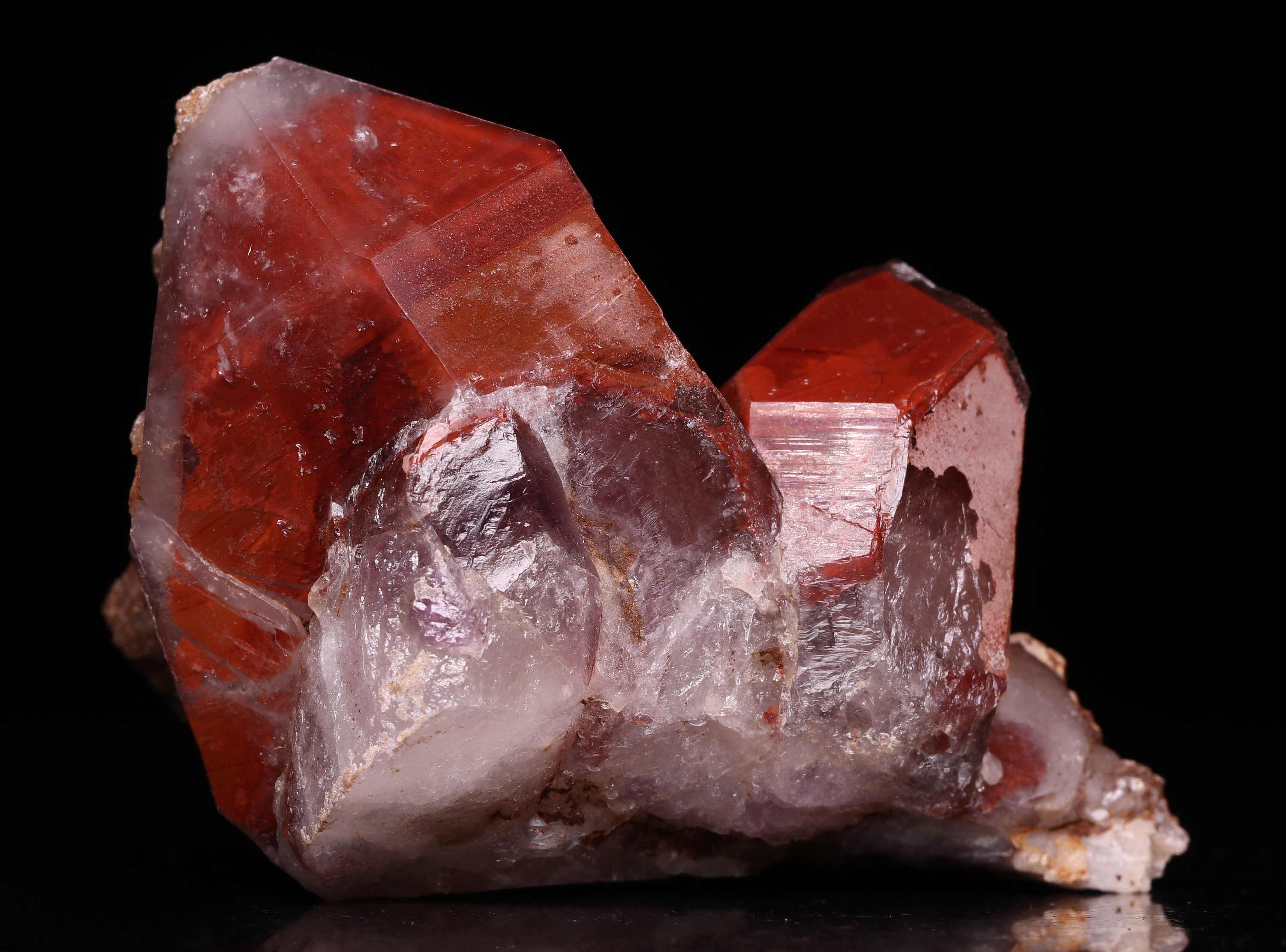 Red Hematite in Quartz Cluster, Orange River Area, Karas Region, Namibia