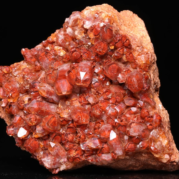 Red Hematite Phantoms in Quartz Cluster, Orange River Area, Karas Region, Namibia