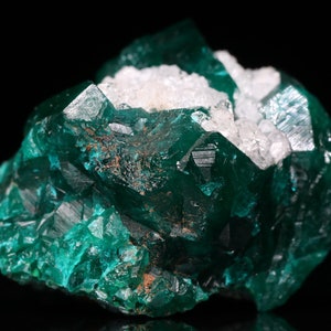 Calcite on Dioptase Cluster, Tantara Mine, Congo