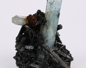 Aquamarine on Schorl, Erongo Mnt Region, Namibia