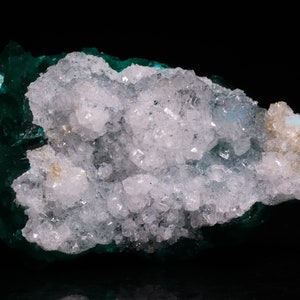 Quartz on Dioptase Cluster, Tantara Mine, Congo