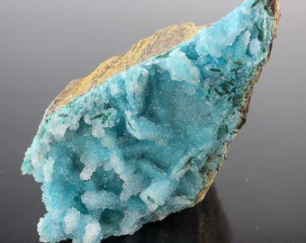 Sparkling Quartz Drusey on Chrysocolla Stalagmites, Tenke Fungurume Mine, Kinshasa, DR Congo