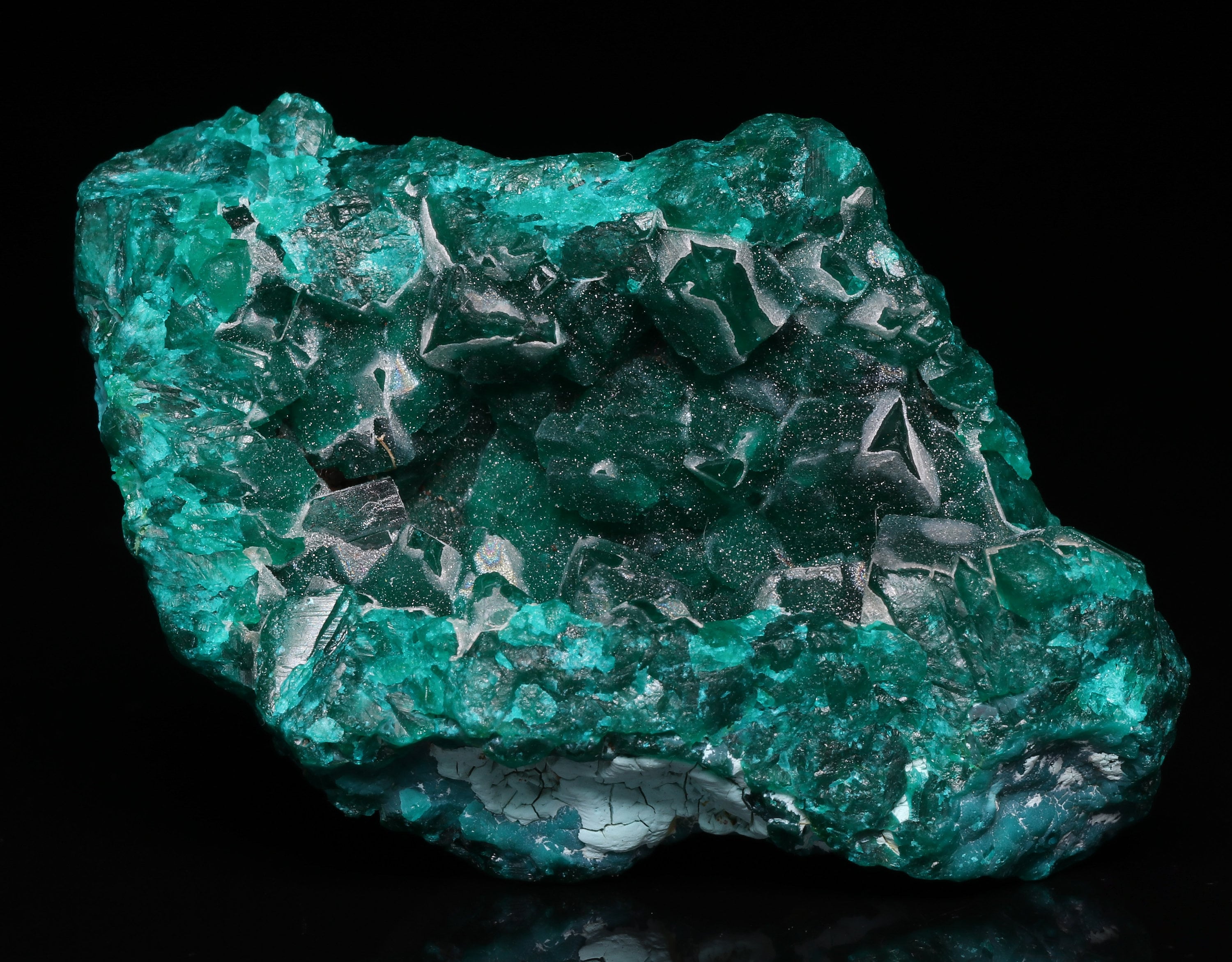 Quartz sur Dioptase Vug, Mine de Tantara, Congo
