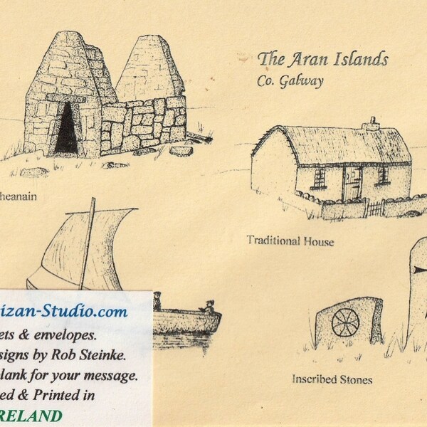 Notelets, The Aran Islands, Co. Galway. Packs of 5.  Direct from the Irish based artist Rob Steinke