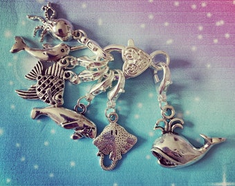OCEAN LIFE stitch markers  - Set of 6 - Stitch markers, keyrings for crochet & knitting