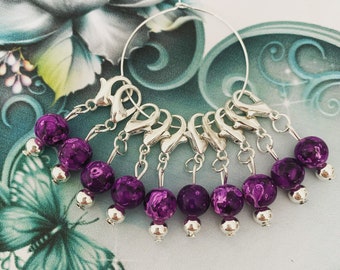 PURPLE HAZE stitch markers - Stitch markers/keyrings for crochet & knitting