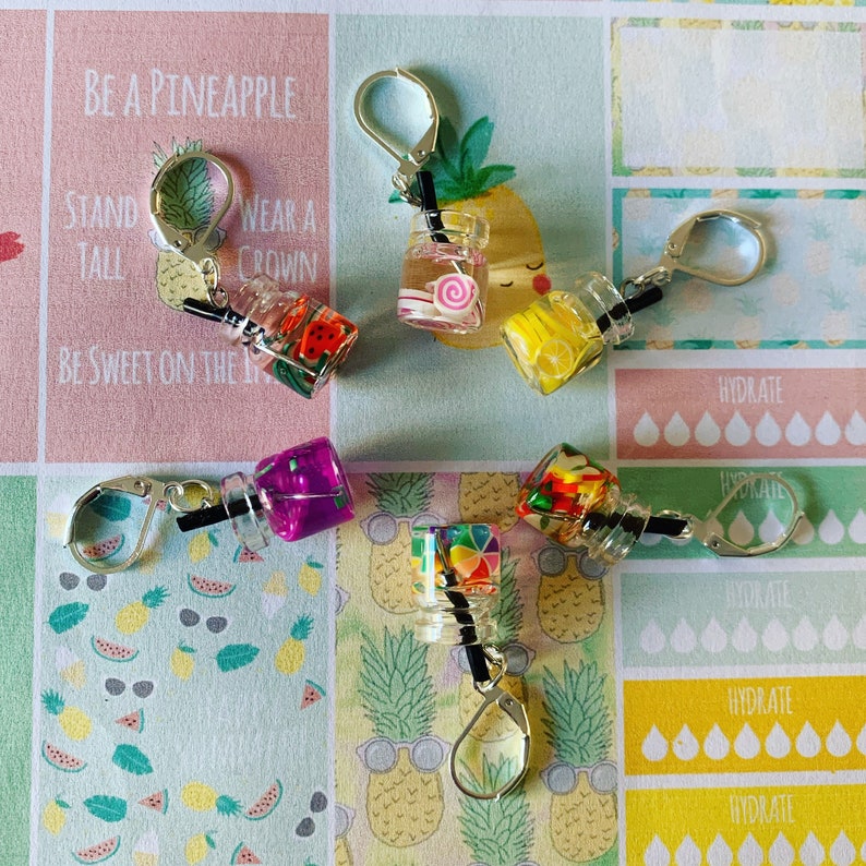 FRUIT COCKTAIL Stitch markers, keyrings for crochet & knitting image 4