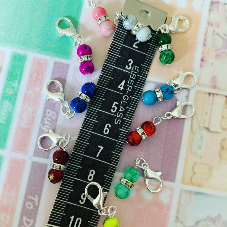 PRETTY GEMS Stitch markers, keyrings for crochet & knitting image 5