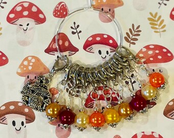 ENCHANTED FOREST MUSHROOM stitch markers - Stitch markers, keyrings for crochet & knitting