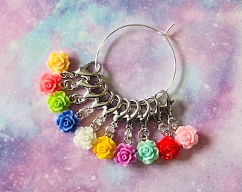 ROSES Stitch markers, keyrings for crochet & knitting