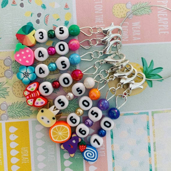 HOOK NUMBER/ROW Counter Stitch Markers Bead Stitch Markers stitch Markers  for Crochet and Knitting 