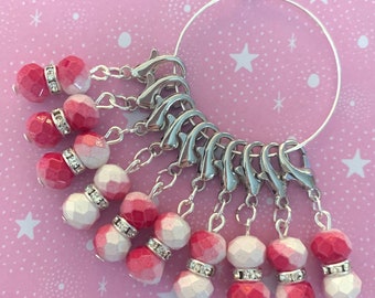 STRAWBERRIES AND CREAM stitch markers  - Stitch markers, keyrings for crochet & knitting