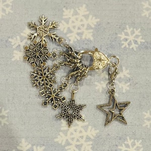 SNOWY NIGHT -  charm stitch markers - Set of 6 - Stitch markers for crochet and knitting