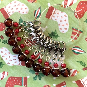 CHRISTMAS PUDS Maschenmarkierer - Maschenmarkierer, Schlüsselanhänger zum Häkeln & Stricken