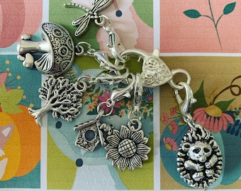 WOODLAND WALK Charm Stitch Markers, Keyrings - Set of 6