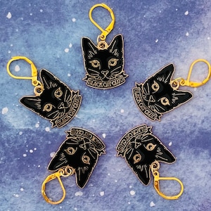 BLACK CAT CLUB halloween stitch marker, keyring - Stitch markers for crochet & knitting