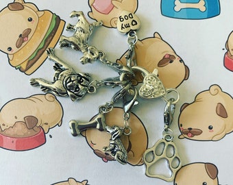 DOG LOVER charm stitch markers - Set of 6 - Stitch markers for crochet and knitting