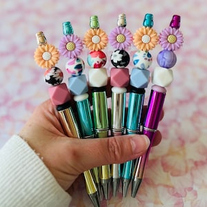 FLOWER HANDMADE Silicone Bead Pen, refillable pen, stationery gift, personalised pen