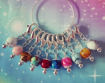 PRETTY PLANETS stitch markers  - Stitch markers, keyrings for crochet & knitting