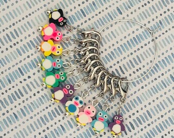 LITTLE PENGUINS Stitch markers, keyrings for crochet & knitting