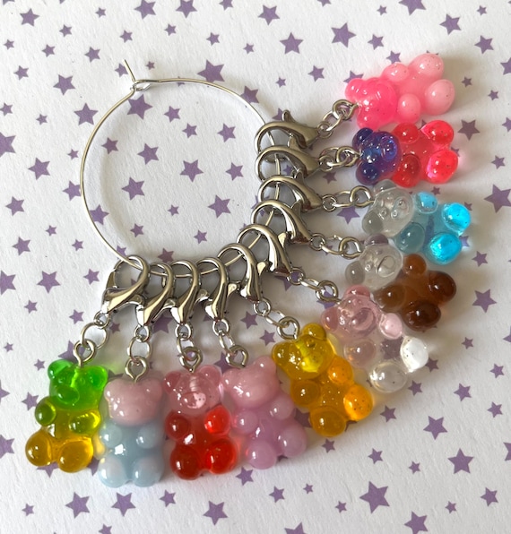 Gummy Bear Glitter Stitch Markers for Crochet and Knitting Set of