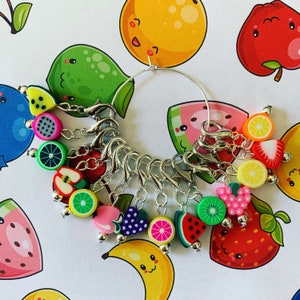 FRUIT SALAD Stitch Markers, Keyrings, Crochet & Knitting