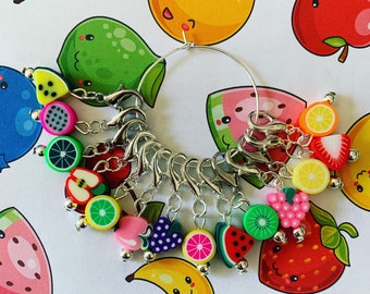 FRUIT SALAD Stitch markers, keyrings for crochet & knitting