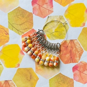 AUTUMN GOLD stitch markers - Stitch markers, keyrings for crochet & knitting