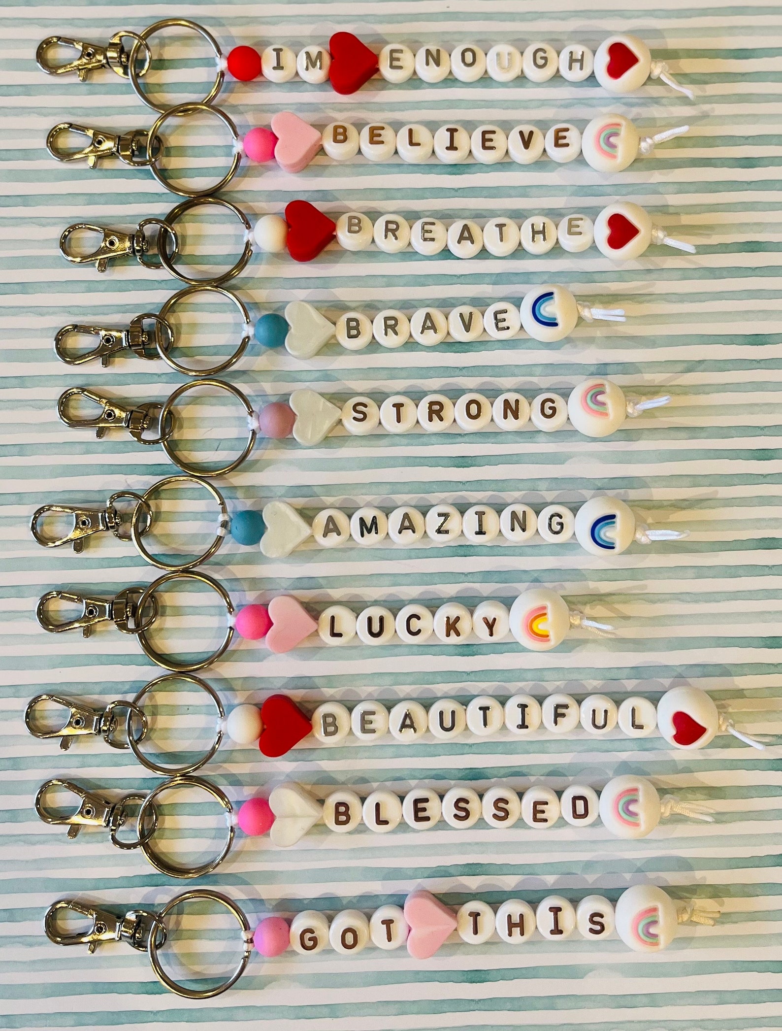 POSITIVE AFFIRMATION MENTAL Health Word Bead Keyrings - Etsy UK