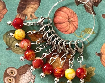 COZY FIRESIDE Stitch markers, keyrings for crochet & knitting