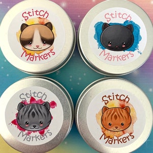 CAT STITCH MARKER tin for stitch markers/ keyrings for crochet & knitting