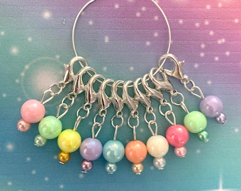 COTTON CANDY stitch markers - Stitch markers/keyrings for crochet & knitting