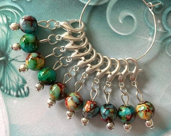 HARLEQUIN Stitch markers, keyrings for crochet & knitting