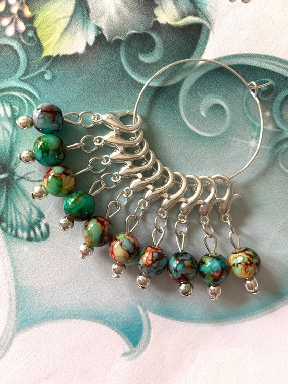 HARLEQUIN Stitch markers, keyrings for crochet & knitting