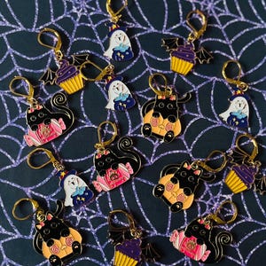 CATS AND CANDY halloween stitch marker, keyring - Stitch markers for crochet & knitting
