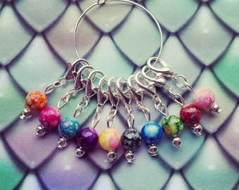 DRAGON GLASS stitch markers  - Stitch markers, keyrings for crochet & knitting