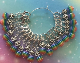 PRETTY RAINBOWS stitch markers - PRIDE- Stitch markers, keyrings for crochet & knitting