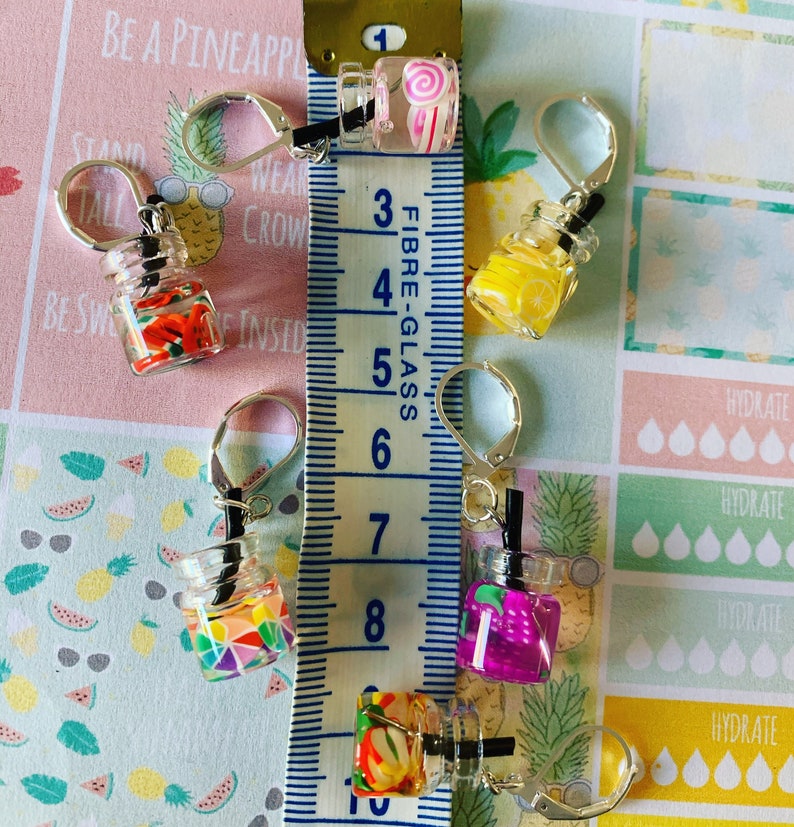 FRUIT COCKTAIL Stitch markers, keyrings for crochet & knitting image 6