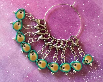 HAPPY AVOCADOS Stitch markers, keyrings for crochet & knitting