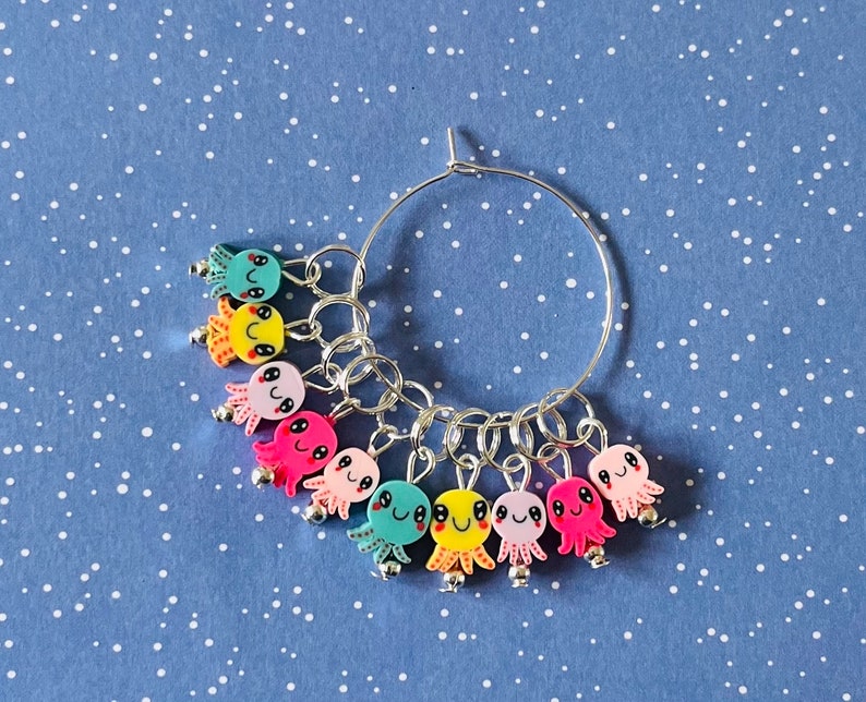 Octopus Stackable Markers HAPPY OCTOPUS Stitch Markers, Keyrings, Crochet & Knitting - Etsy